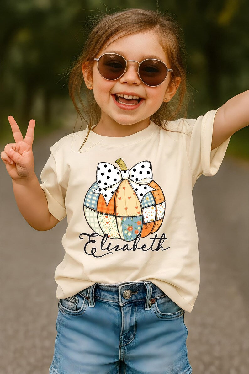 Personalized Fall Kids Name Shirt, Children Fall Name Shirt, Cute Toddler Girl Tee, Girly Fall Shirt, Autumn Clothing Shirt, Fall Gifts