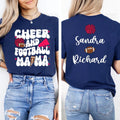 Cheer and Football Mom Shirt, Custom Football and Cheer Mom Shirt, Cheer Mama Tee, Front Back