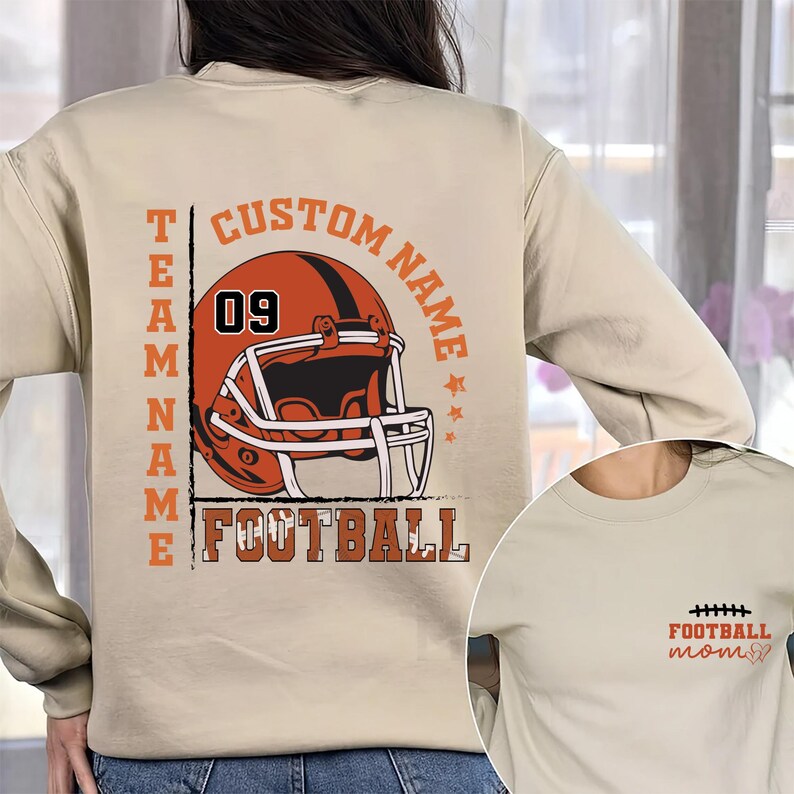 Custom American Football Team Name Shirt, Last Name Football Mom Shirt, Game Day Mom Tee, Front Back