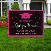 Personalized Graduation Yard Sign 2026 - Coroplast Grad Sign, Class of 2026 Sign, Custom Graduation 2026 Yard Sign with Metal H-Stake