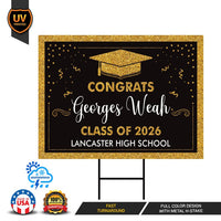 Personalized Graduation Yard Sign 2026 - Coroplast Grad Sign, Class of 2026 Sign, Custom Graduation 2026 Yard Sign with Metal H-Stake