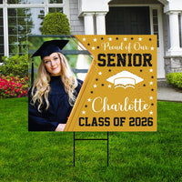 Personalized Graduation Yard Sign 2026 with Photo, 2026 Senior Grad Sign, Class of 2026, Custom Graduation 2026 Yard Sign with Metal H-Stake