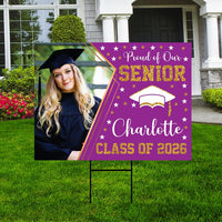 Personalized Graduation Yard Sign 2026 with Photo, 2026 Senior Grad Sign, Class of 2026, Custom Graduation 2026 Yard Sign with Metal H-Stake