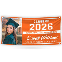 Graduation 2026 Personalized Banner Sign With Photo - 13 Oz Heavy Duty Waterproof Class of 2026, Graduation Vinyl Banner With Metal Grommets