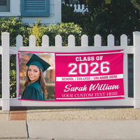 Graduation 2026 Personalized Banner Sign With Photo - 13 Oz Heavy Duty Waterproof Class of 2026, Graduation Vinyl Banner With Metal Grommets