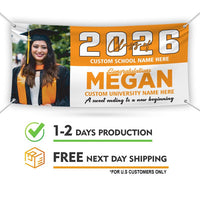 Personalized Graduation Banner 2026 With Photo, High School, College, University, Class of 2026, Graduation Vinyl Banner With Metal Grommets