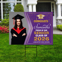 Personalized Graduation Yard Sign 2026 with Photo - Grad Sign, Class of 2026, Custom Graduation 2026 Yard Sign with Metal H-Stake