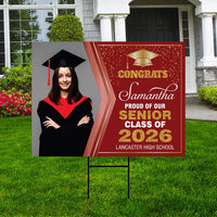 Personalized Graduation Yard Sign 2026 with Photo - Grad Sign, Class of 2026, Custom Graduation 2026 Yard Sign with Metal H-Stake