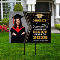 Personalized Graduation Yard Sign 2026 with Photo - Grad Sign, Class of 2026, Custom Graduation 2026 Yard Sign with Metal H-Stake