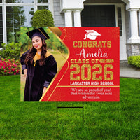Personalized Graduation Yard Sign 2026 with Photo - Grad Sign, Class of 2026, Custom Graduation 2026 Yard Sign with Metal H-Stake