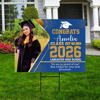 Personalized Graduation Yard Sign 2026 with Photo - Grad Sign, Class of 2026, Custom Graduation 2026 Yard Sign with Metal H-Stake