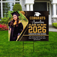 Personalized Graduation Yard Sign 2026 with Photo - Grad Sign, Class of 2026, Custom Graduation 2026 Yard Sign with Metal H-Stake