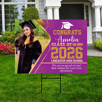 Personalized Graduation Yard Sign 2026 with Photo - Grad Sign, Class of 2026, Custom Graduation 2026 Yard Sign with Metal H-Stake