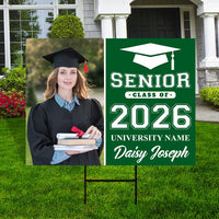 Personalized Graduation Yard Sign 2026 with Photo, 2026 Senior Grad Sign, Class of 2026, Custom Graduation 2026 Yard Sign with Metal H-Stake