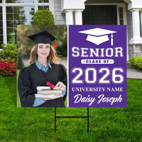 Personalized Graduation Yard Sign 2026 with Photo, 2026 Senior Grad Sign, Class of 2026, Custom Graduation 2026 Yard Sign with Metal H-Stake