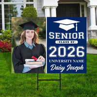 Personalized Graduation Yard Sign 2026 with Photo, 2026 Senior Grad Sign, Class of 2026, Custom Graduation 2026 Yard Sign with Metal H-Stake
