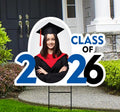 Custom Graduation Photo Yard Sign 2026 - Class of 2026, School Colors, Grad 2026, Personalized Graduation Photo Yard Sign with Metal H-Stake