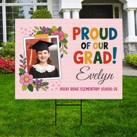 Personalized Kid Elementary Graduation 2026 Yard Sign with Photo, Preschool Sign, Class of 2026, Custom Grad Lawn Signage with Metal H-Stake