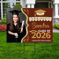 Personalized Graduation Yard Sign 2026 with Photo, 2026 Senior Grad Sign, Class of 2026, Custom Graduation 2026 Yard Sign with Metal H-Stake