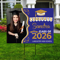Personalized Graduation Yard Sign 2026 with Photo, 2026 Senior Grad Sign, Class of 2026, Custom Graduation 2026 Yard Sign with Metal H-Stake