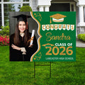 Personalized Graduation Yard Sign 2026 with Photo, 2026 Senior Grad Sign, Class of 2026, Custom Graduation 2026 Yard Sign with Metal H-Stake