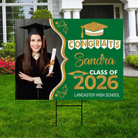 Personalized Graduation Yard Sign 2026 with Photo, 2026 Senior Grad Sign, Class of 2026, Custom Graduation 2026 Yard Sign with Metal H-Stake