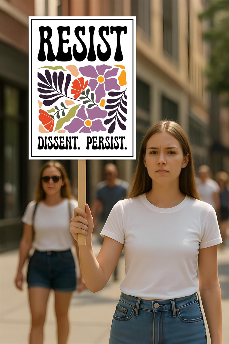 Resist Dissent Persist, No Kings In America Protest Sign, Anti-Trump Resistance Political Activist Protest Poster, Resist Fascism Rally Sign