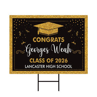 Personalized Graduation Yard Sign 2026 - Coroplast Grad Sign, Class of 2026 Sign, Custom Graduation 2026 Yard Sign with Metal H-Stake