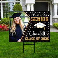 Personalized Graduation Yard Sign 2026 with Photo, 2026 Senior Grad Sign, Class of 2026, Custom Graduation 2026 Yard Sign with Metal H-Stake