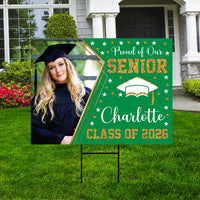 Personalized Graduation Yard Sign 2026 with Photo, 2026 Senior Grad Sign, Class of 2026, Custom Graduation 2026 Yard Sign with Metal H-Stake
