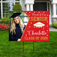 Personalized Graduation Yard Sign 2026 with Photo, 2026 Senior Grad Sign, Class of 2026, Custom Graduation 2026 Yard Sign with Metal H-Stake