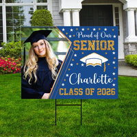 Personalized Graduation Yard Sign 2026 with Photo, 2026 Senior Grad Sign, Class of 2026, Custom Graduation 2026 Yard Sign with Metal H-Stake