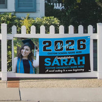 Personalized Graduation Banner 2026 With Photo, High School, College, University, Class of 2026, Graduation Vinyl Banner With Metal Grommets