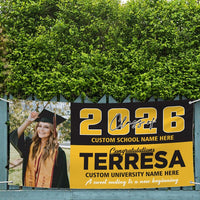 Personalized Graduation Banner 2026 With Photo, High School, College, University, Class of 2026, Graduation Vinyl Banner With Metal Grommets