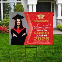 Personalized Graduation Yard Sign 2026 with Photo - Grad Sign, Class of 2026, Custom Graduation 2026 Yard Sign with Metal H-Stake