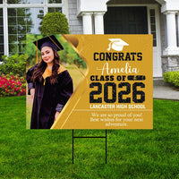 Personalized Graduation Yard Sign 2026 with Photo - Grad Sign, Class of 2026, Custom Graduation 2026 Yard Sign with Metal H-Stake
