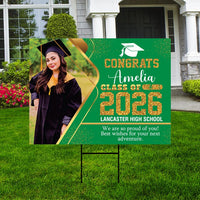 Personalized Graduation Yard Sign 2026 with Photo - Grad Sign, Class of 2026, Custom Graduation 2026 Yard Sign with Metal H-Stake