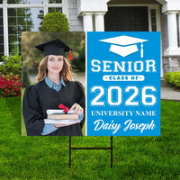 Personalized Graduation Yard Sign 2026 with Photo, 2026 Senior Grad Sign, Class of 2026, Custom Graduation 2026 Yard Sign with Metal H-Stake