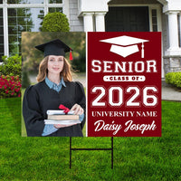 Personalized Graduation Yard Sign 2026 with Photo, 2026 Senior Grad Sign, Class of 2026, Custom Graduation 2026 Yard Sign with Metal H-Stake