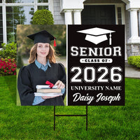 Personalized Graduation Yard Sign 2026 with Photo, 2026 Senior Grad Sign, Class of 2026, Custom Graduation 2026 Yard Sign with Metal H-Stake