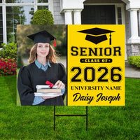 Personalized Graduation Yard Sign 2026 with Photo, 2026 Senior Grad Sign, Class of 2026, Custom Graduation 2026 Yard Sign with Metal H-Stake