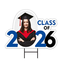 Custom Graduation Photo Yard Sign 2026 - Class of 2026, School Colors, Grad 2026, Personalized Graduation Photo Yard Sign with Metal H-Stake