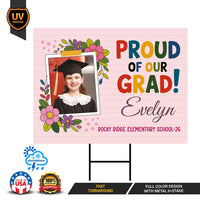 Personalized Kid Elementary Graduation 2026 Yard Sign with Photo, Preschool Sign, Class of 2026, Custom Grad Lawn Signage with Metal H-Stake