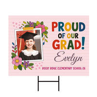 Personalized Kid Elementary Graduation 2026 Yard Sign with Photo, Preschool Sign, Class of 2026, Custom Grad Lawn Signage with Metal H-Stake