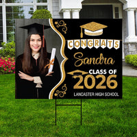 Personalized Graduation Yard Sign 2026 with Photo, 2026 Senior Grad Sign, Class of 2026, Custom Graduation 2026 Yard Sign with Metal H-Stake