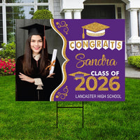 Personalized Graduation Yard Sign 2026 with Photo, 2026 Senior Grad Sign, Class of 2026, Custom Graduation 2026 Yard Sign with Metal H-Stake