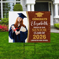 Personalized Graduation Yard Sign 2026 with Photo - Grad Sign, Class of 2026, Custom Graduation 2026 Yard Sign with Metal H-Stake