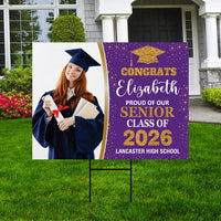 Personalized Graduation Yard Sign 2026 with Photo - Grad Sign, Class of 2026, Custom Graduation 2026 Yard Sign with Metal H-Stake