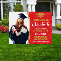 Personalized Graduation Yard Sign 2026 with Photo - Grad Sign, Class of 2026, Custom Graduation 2026 Yard Sign with Metal H-Stake
