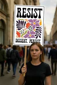 Resist Dissent Persist, No Kings In America Protest Sign, Anti-Trump Resistance Political Activist Protest Poster, Resist Fascism Rally Sign